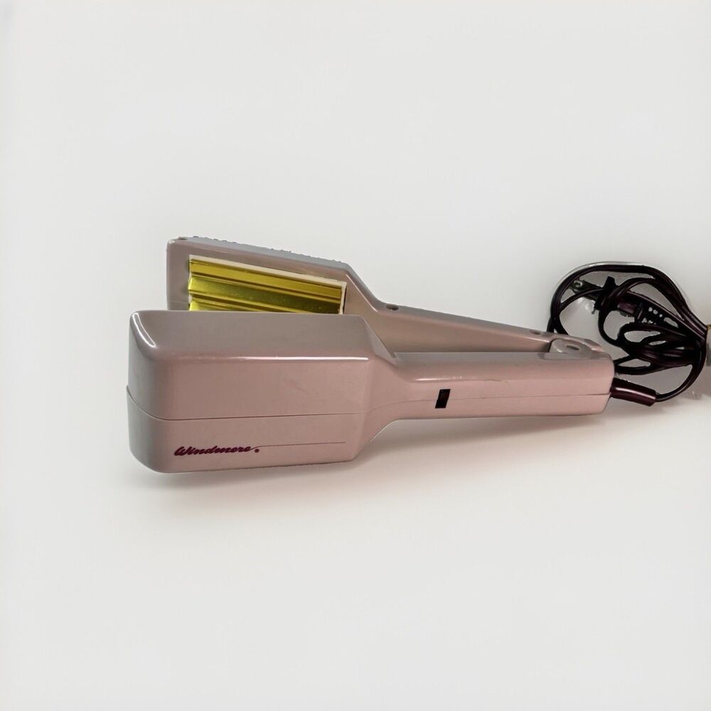 Windemere Crimping Iron Pink Gold Tone Plates Vintage Hair 80s Tested WORKS